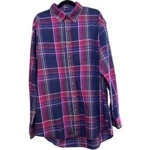 Boulevard For Tall Man By Black Plaid Button-Down Shirt Cotton Blend Men Sz XLT